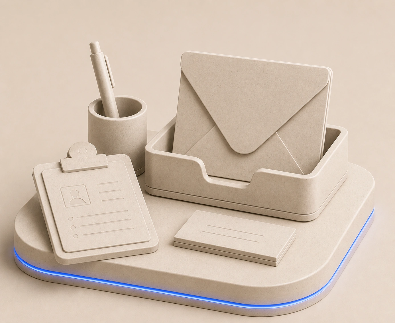 Stationery illustration — resume, pen and envelope for a general application
