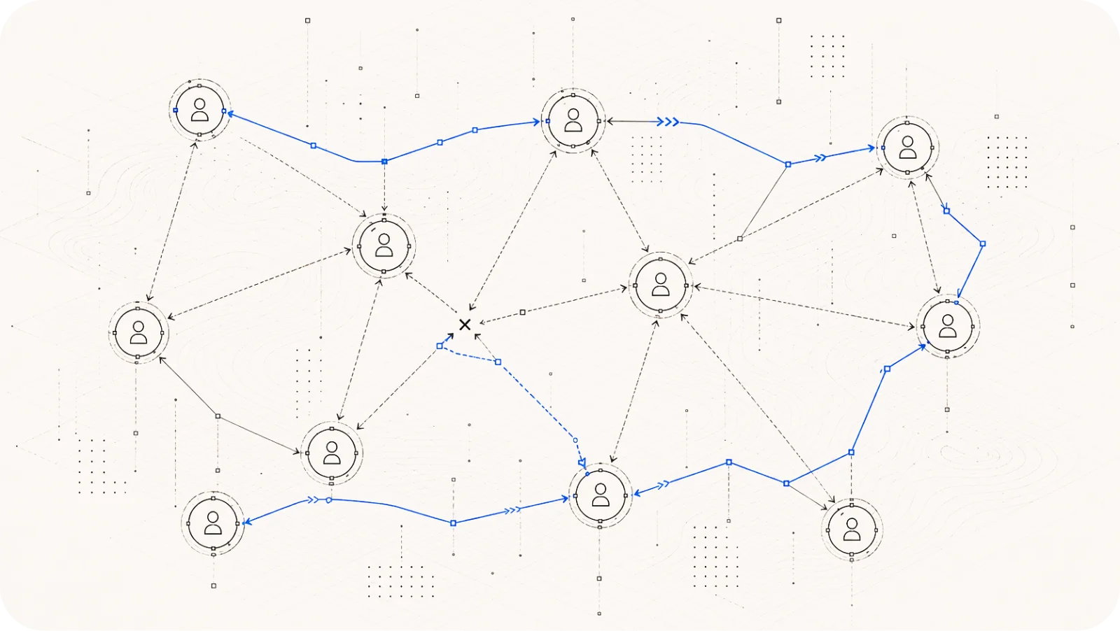 Multi-path network routing diagram for DCOMM Core